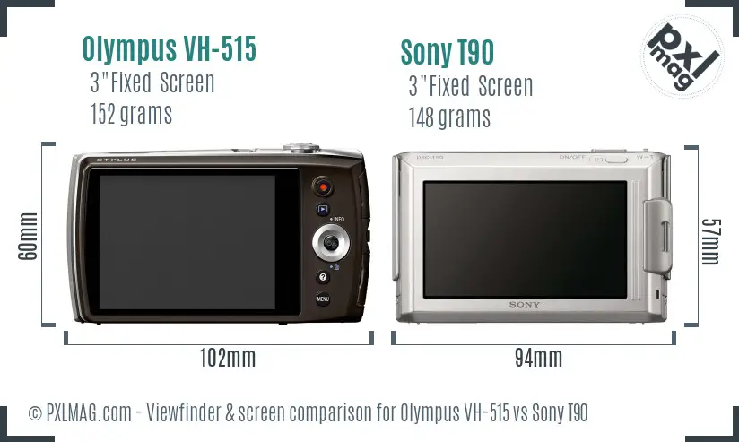 Olympus VH-515 vs Sony T90 Screen and Viewfinder comparison