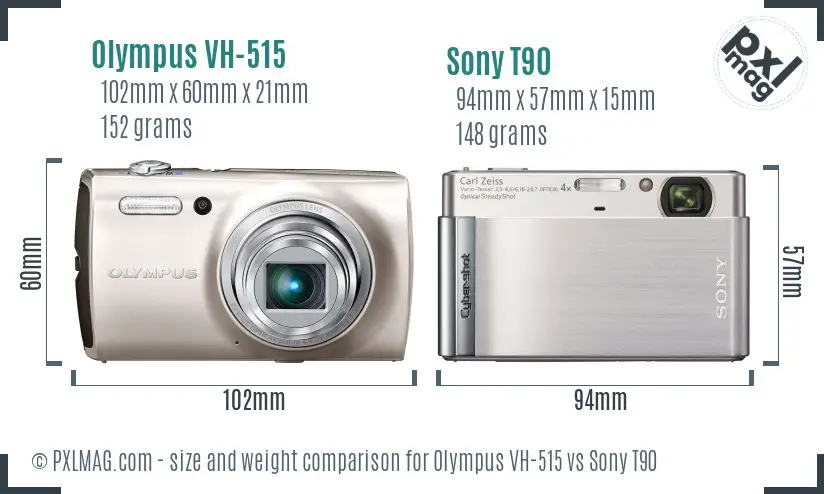 Olympus VH-515 vs Sony T90 size comparison