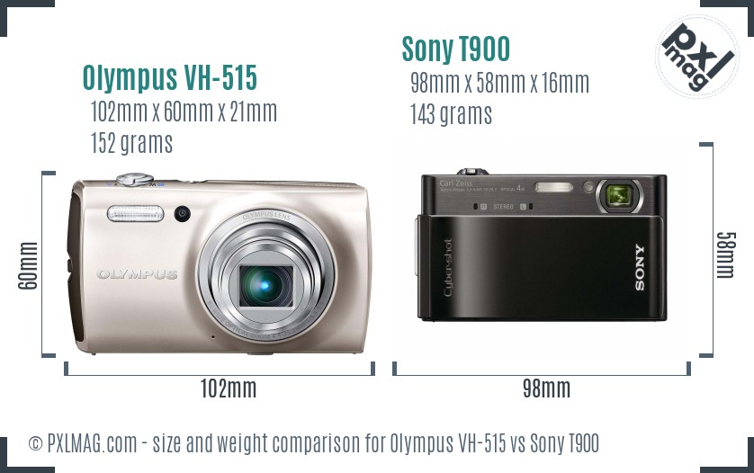 Olympus VH-515 vs Sony T900 size comparison