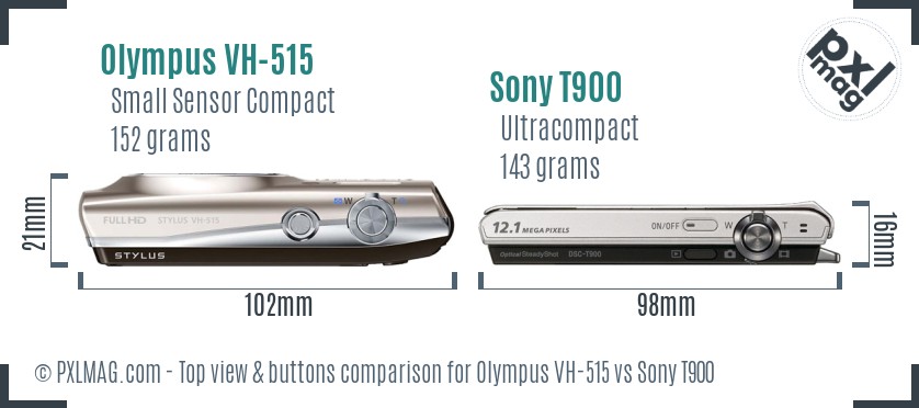 Olympus VH-515 vs Sony T900 top view buttons comparison