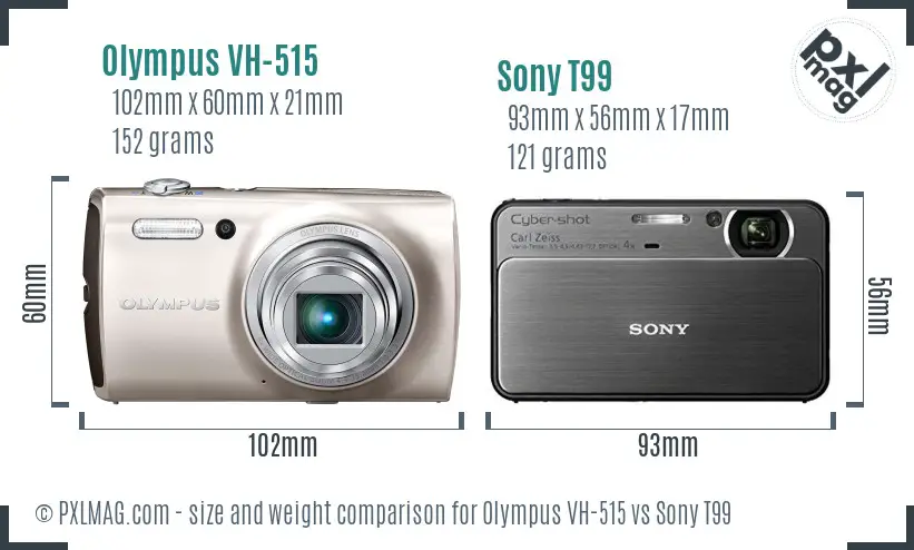 Olympus VH-515 vs Sony T99 size comparison