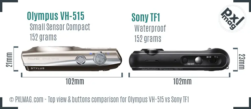 Olympus VH-515 vs Sony TF1 top view buttons comparison