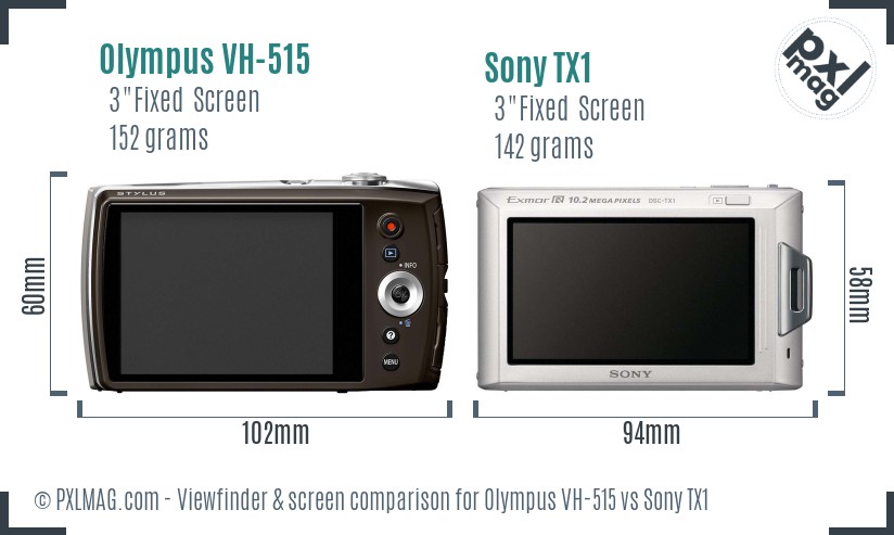 Olympus VH-515 vs Sony TX1 Screen and Viewfinder comparison