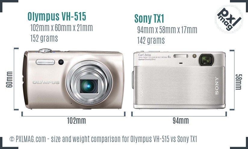 Olympus VH-515 vs Sony TX1 size comparison