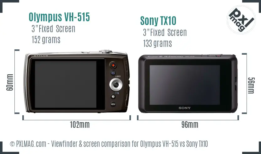Olympus VH-515 vs Sony TX10 Screen and Viewfinder comparison