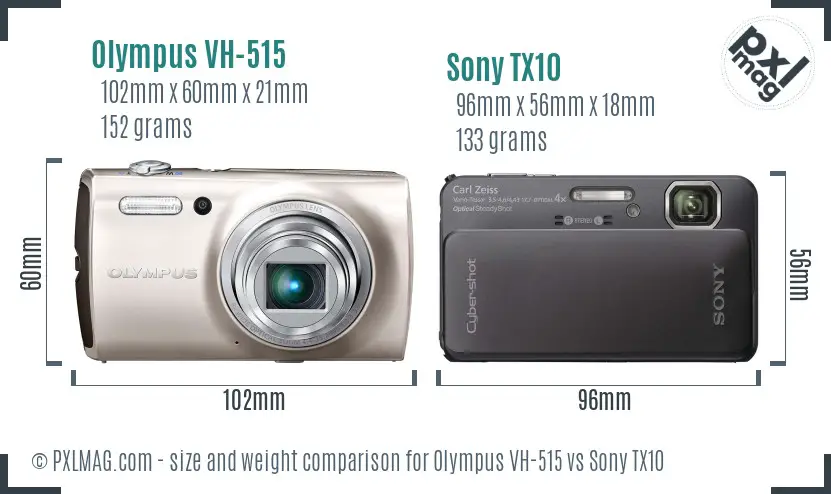 Olympus VH-515 vs Sony TX10 size comparison