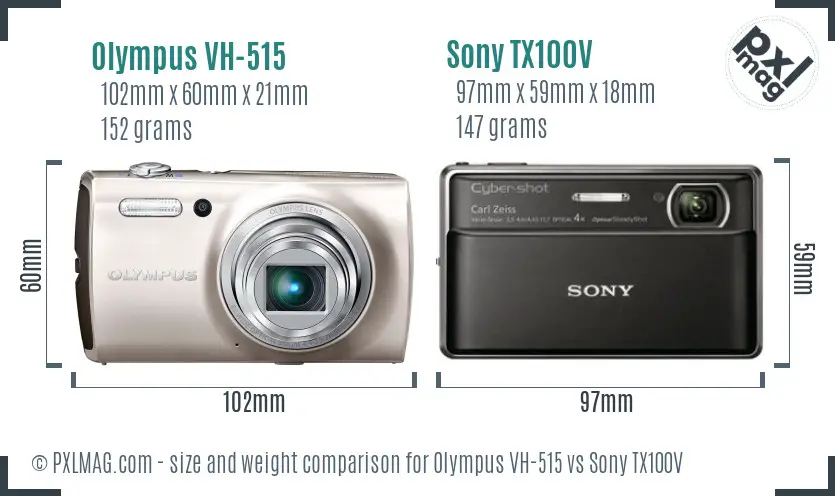 Olympus VH-515 vs Sony TX100V size comparison
