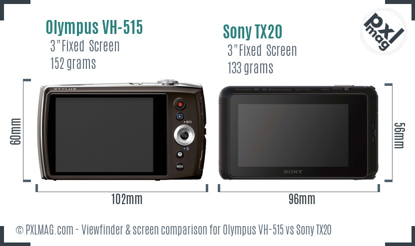 Olympus VH-515 vs Sony TX20 Screen and Viewfinder comparison