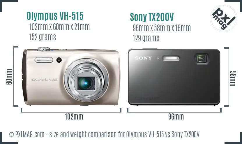 Olympus VH-515 vs Sony TX200V size comparison