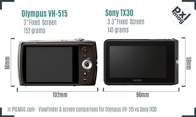 Olympus VH-515 vs Sony TX30 Screen and Viewfinder comparison