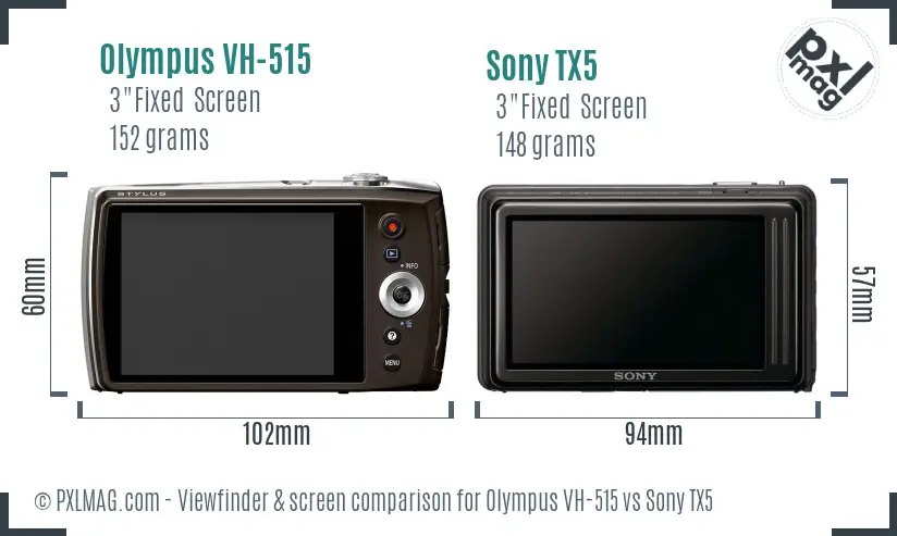 Olympus VH-515 vs Sony TX5 Screen and Viewfinder comparison