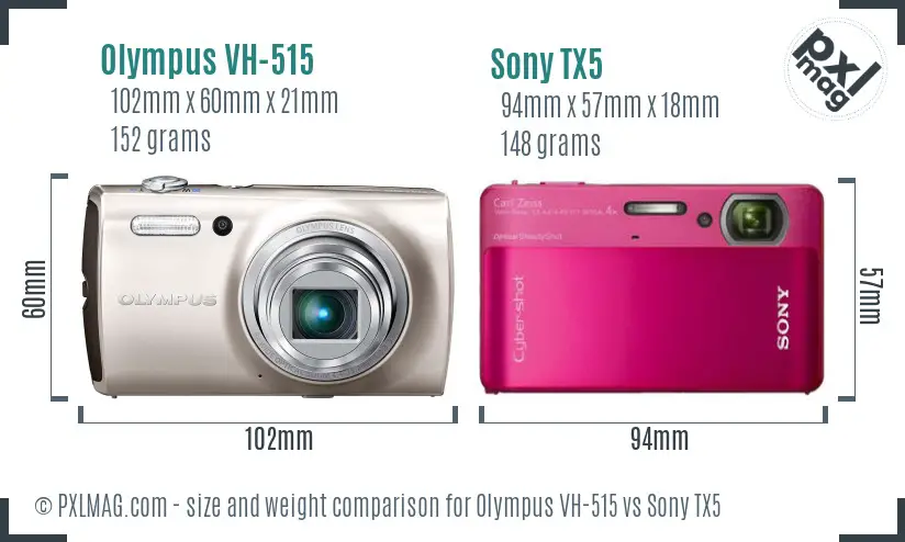 Olympus VH-515 vs Sony TX5 size comparison