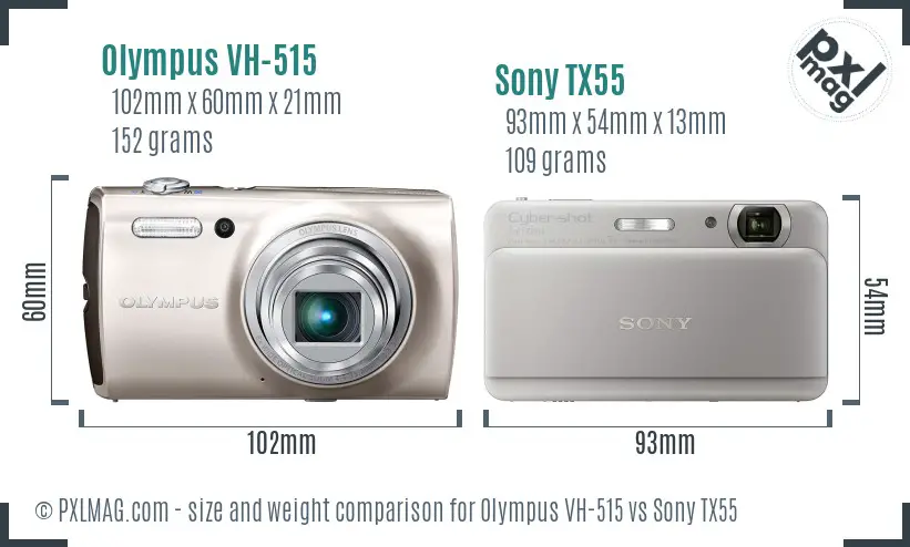 Olympus VH-515 vs Sony TX55 size comparison