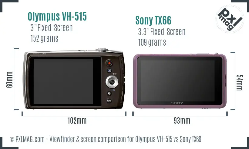 Olympus VH-515 vs Sony TX66 Screen and Viewfinder comparison