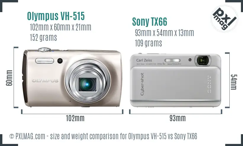 Olympus VH-515 vs Sony TX66 size comparison
