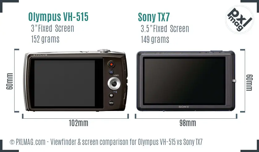 Olympus VH-515 vs Sony TX7 Screen and Viewfinder comparison