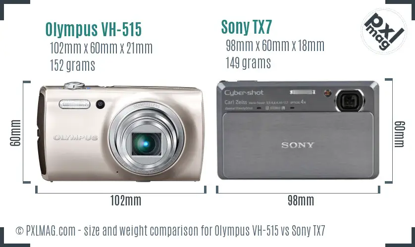 Olympus VH-515 vs Sony TX7 size comparison