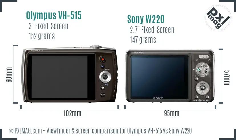 Olympus VH-515 vs Sony W220 Screen and Viewfinder comparison