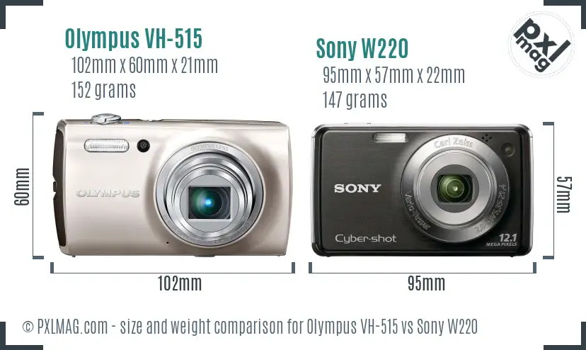 Olympus VH-515 vs Sony W220 size comparison