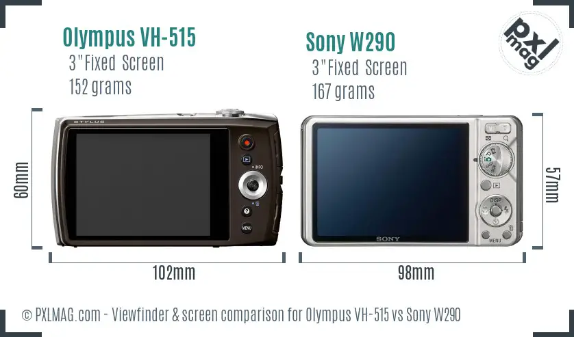 Olympus VH-515 vs Sony W290 Screen and Viewfinder comparison