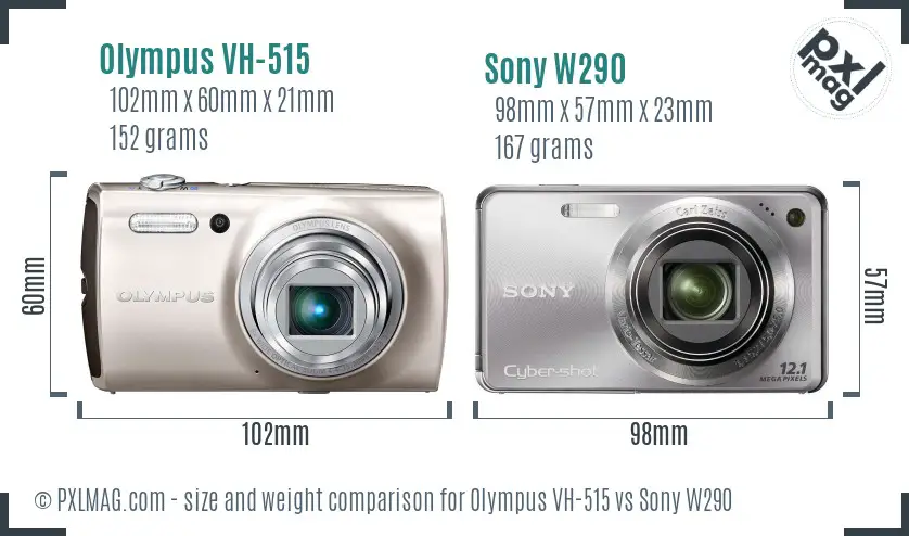 Olympus VH-515 vs Sony W290 size comparison