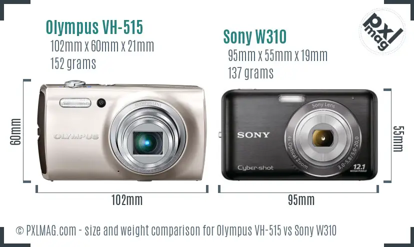 Olympus VH-515 vs Sony W310 size comparison