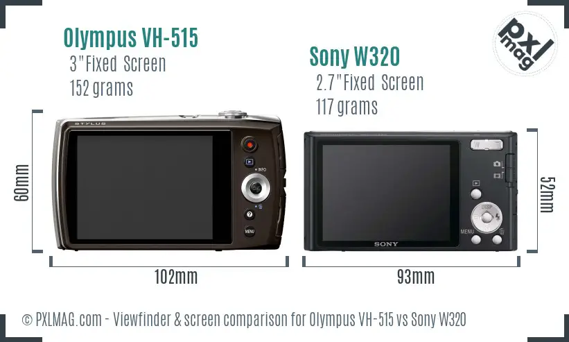 Olympus VH-515 vs Sony W320 Screen and Viewfinder comparison