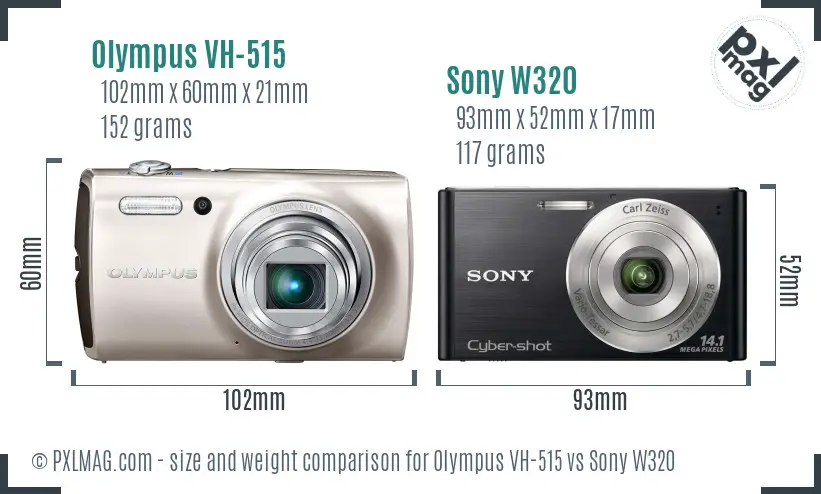 Olympus VH-515 vs Sony W320 size comparison