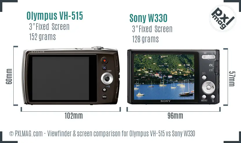 Olympus VH-515 vs Sony W330 Screen and Viewfinder comparison