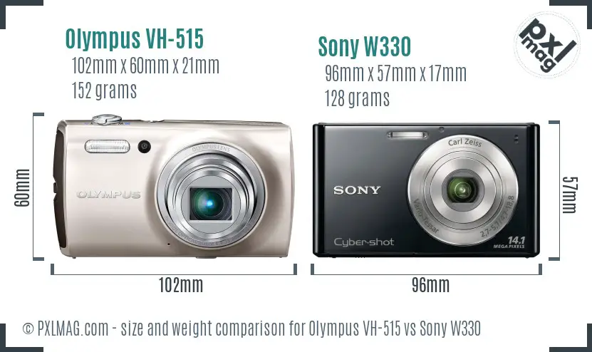 Olympus VH-515 vs Sony W330 size comparison