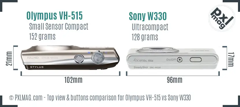 Olympus VH-515 vs Sony W330 top view buttons comparison