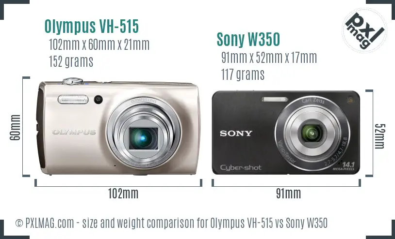 Olympus VH-515 vs Sony W350 size comparison