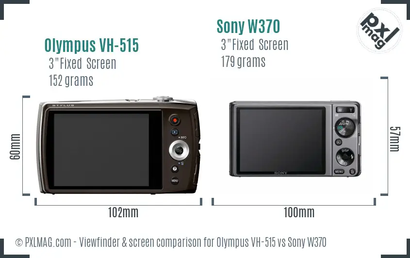 Olympus VH-515 vs Sony W370 Screen and Viewfinder comparison