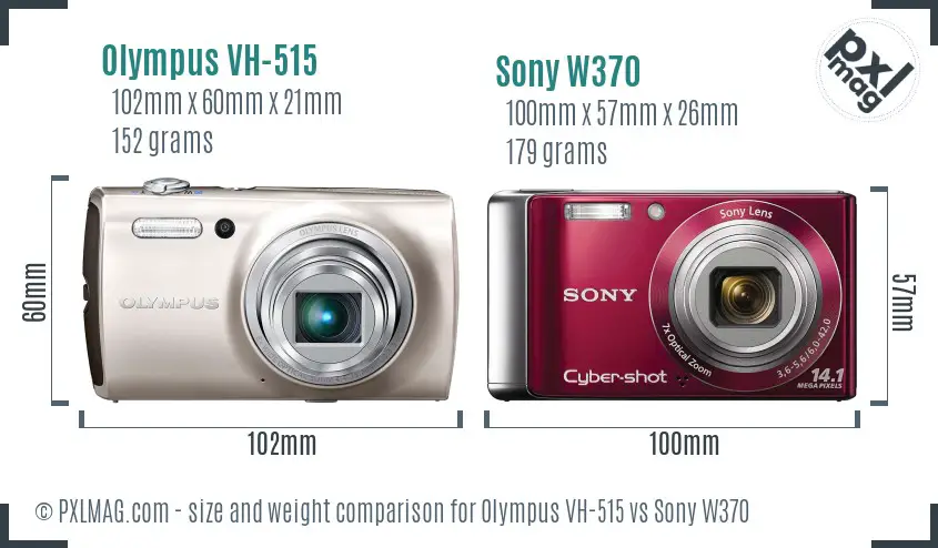 Olympus VH-515 vs Sony W370 size comparison