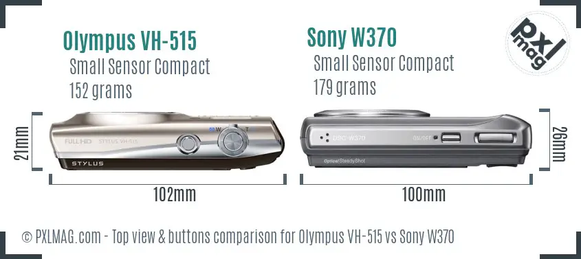 Olympus VH-515 vs Sony W370 top view buttons comparison