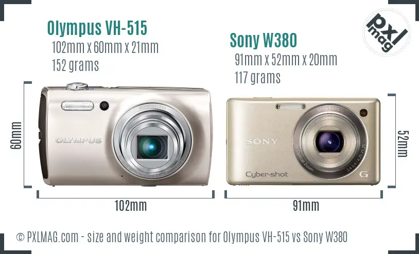 Olympus VH-515 vs Sony W380 size comparison