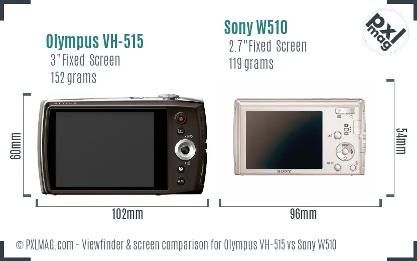 Olympus VH-515 vs Sony W510 Screen and Viewfinder comparison