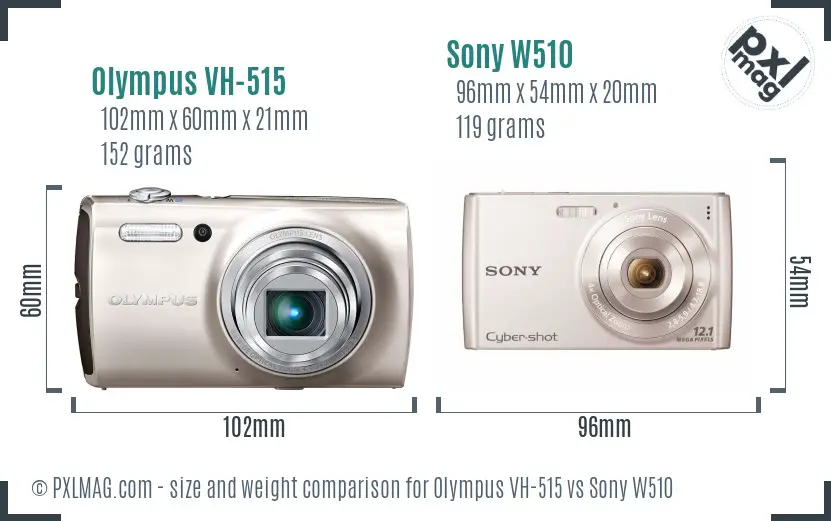 Olympus VH-515 vs Sony W510 size comparison