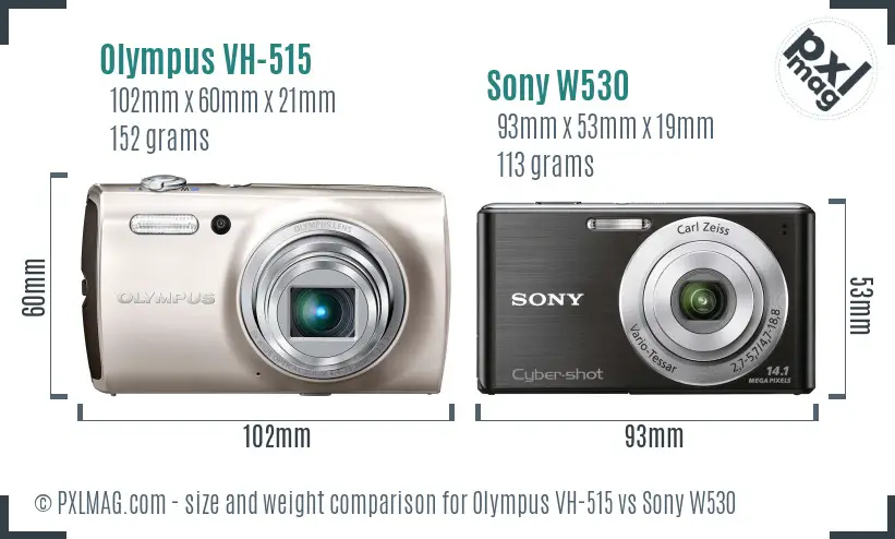 Olympus VH-515 vs Sony W530 size comparison