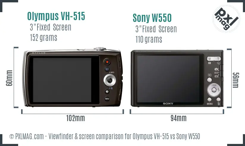 Olympus VH-515 vs Sony W550 Screen and Viewfinder comparison