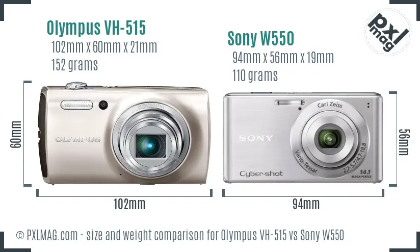 Olympus VH-515 vs Sony W550 size comparison