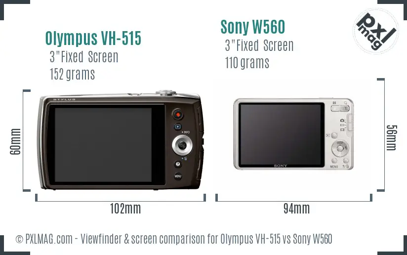 Olympus VH-515 vs Sony W560 Screen and Viewfinder comparison
