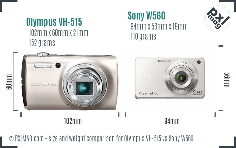 Olympus VH-515 vs Sony W560 size comparison