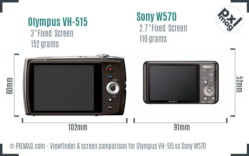 Olympus VH-515 vs Sony W570 Screen and Viewfinder comparison