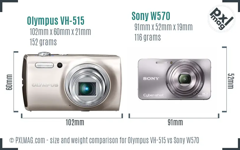 Olympus VH-515 vs Sony W570 size comparison