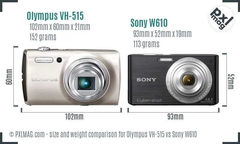 Olympus VH-515 vs Sony W610 size comparison