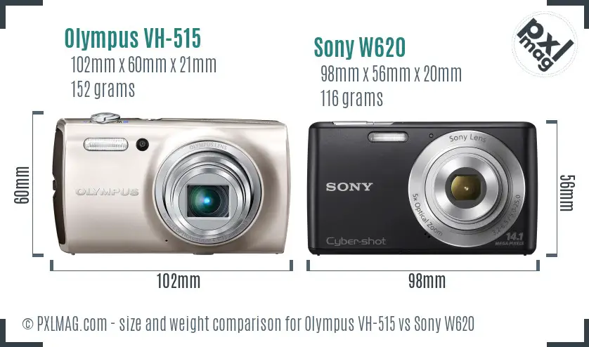 Olympus VH-515 vs Sony W620 size comparison