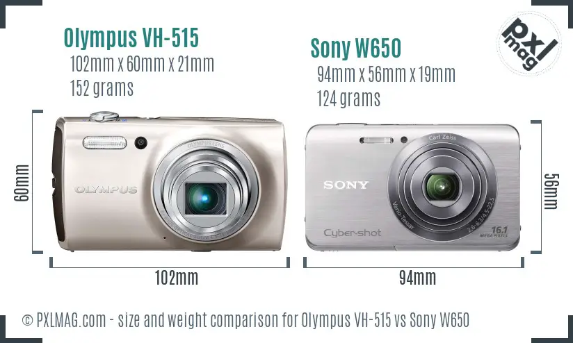 Olympus VH-515 vs Sony W650 size comparison