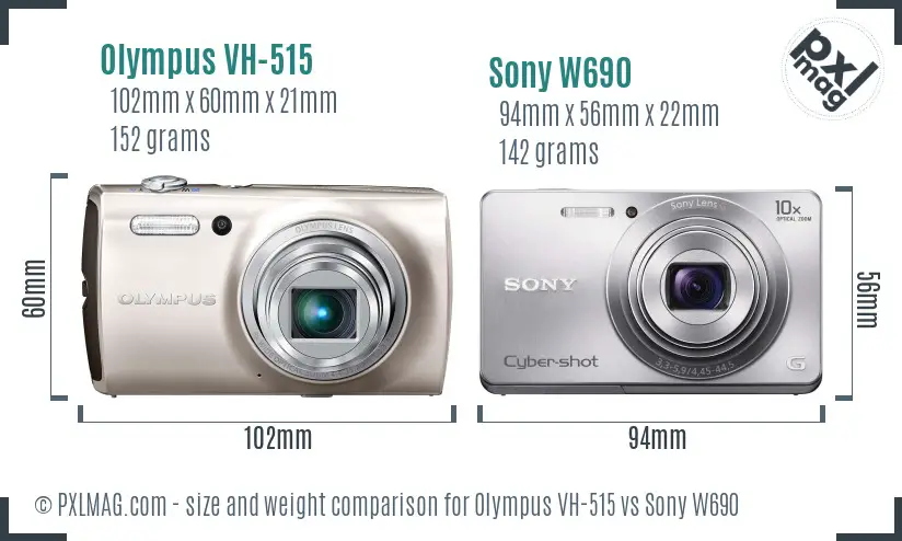 Olympus VH-515 vs Sony W690 size comparison