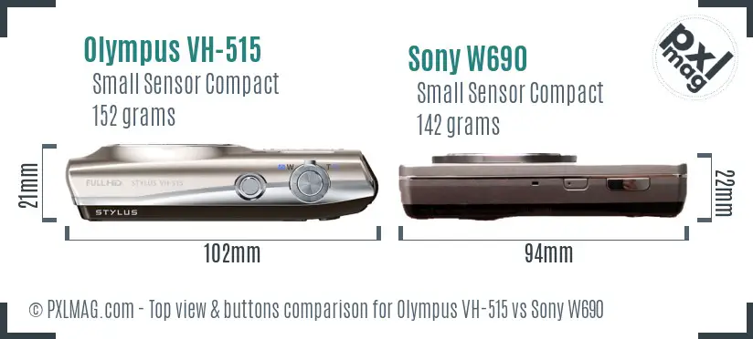 Olympus VH-515 vs Sony W690 top view buttons comparison
